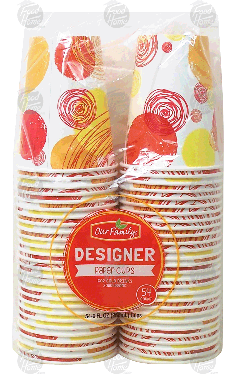 Our Family Designer paper cups for cold drinks, 9-fl. oz. Full-Size Picture